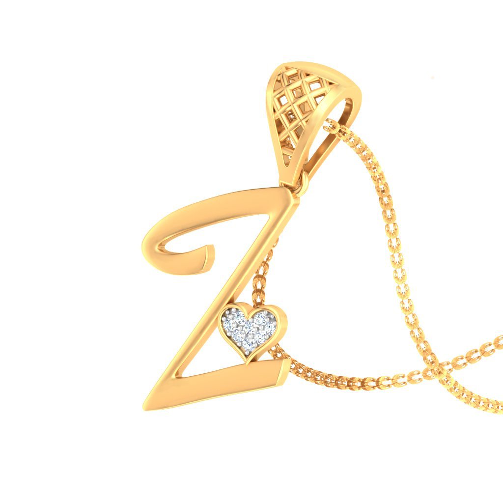 Z For Zesty Diamond Pendant In Pure Gold By Dhanji Jewels