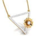 Upside Down Floral Pyramid Diamond Pendant In Pure Gold By Dhanji Jewels