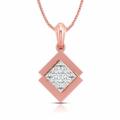 Overlapping Square Diamond Pendant  In Pure Gold By Dhanji Jewels