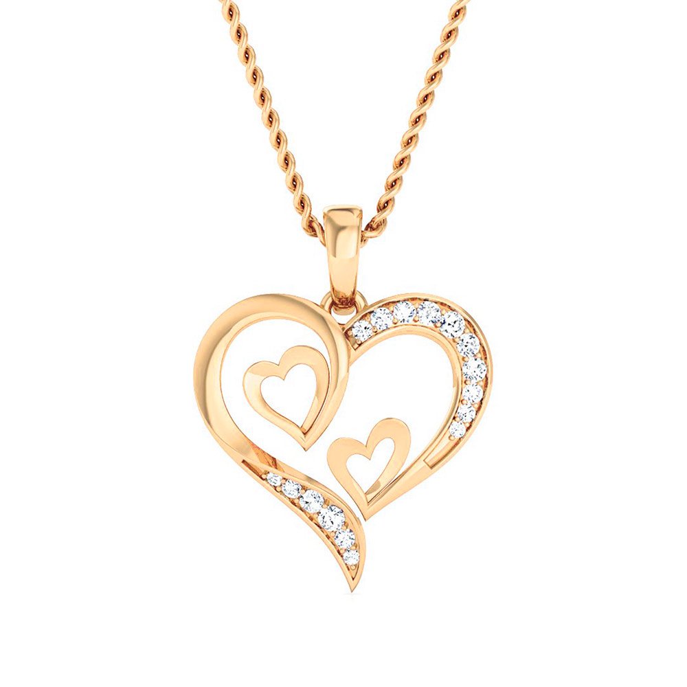 Hearts In Heart Diamond Pendant In Pure Gold By Dhanji Jewels
