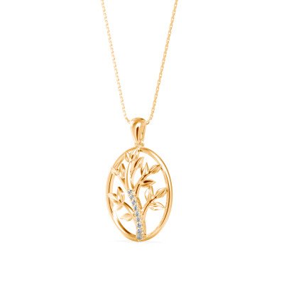 Tree Of Lifespan Diamond Pendant In Pure Gold By Dhanji Jewels