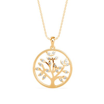 Tree Of Memories Diamond Pendant In Pure Gold By Dhanji Jewels