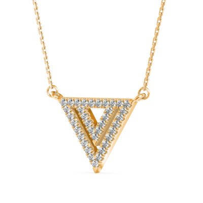 Double Triangle Diamond Pendant In Pure Gold By Dhanji Jewels