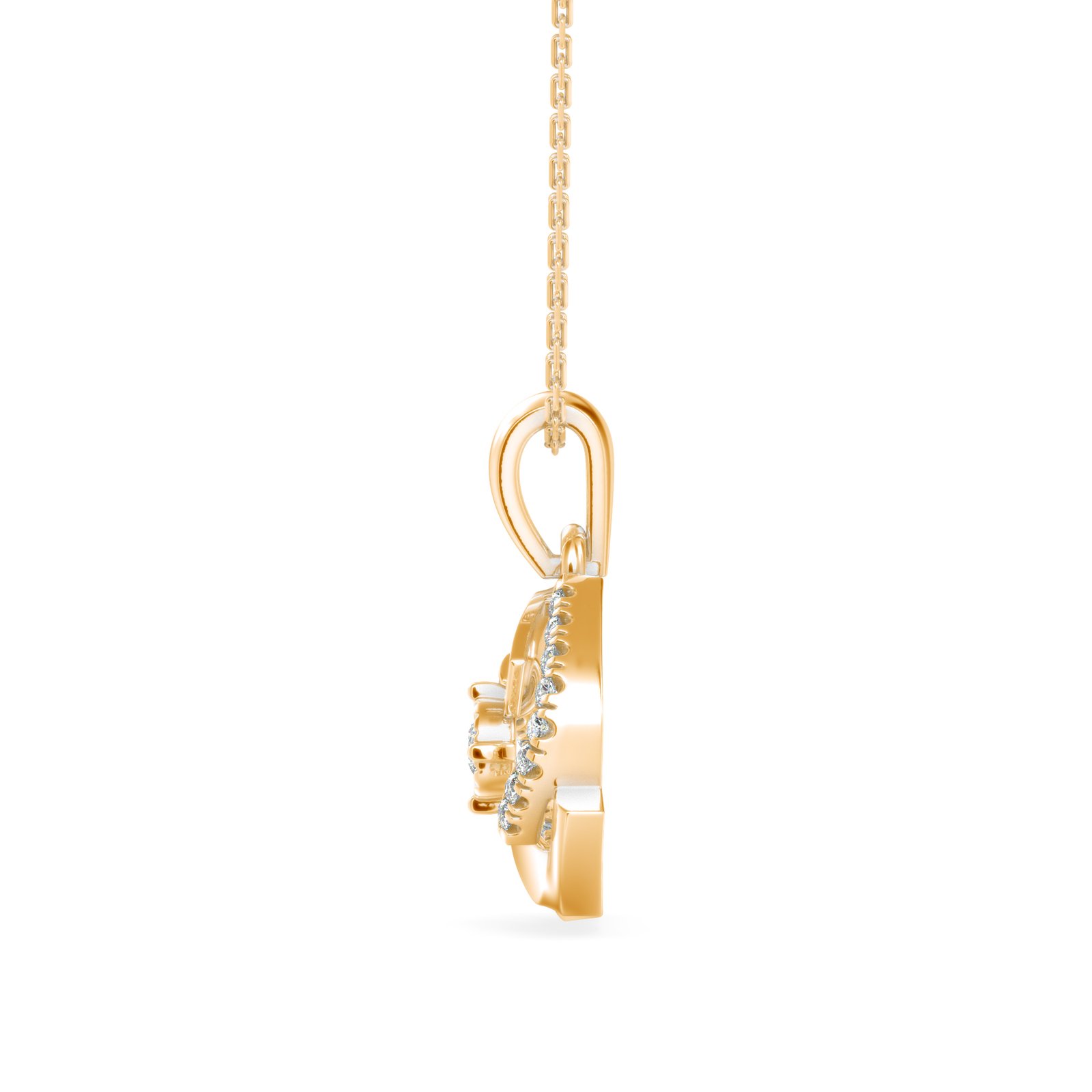 Spinning Curved Square Diamond Pendant In Pure Gold By Dhanji Jewels