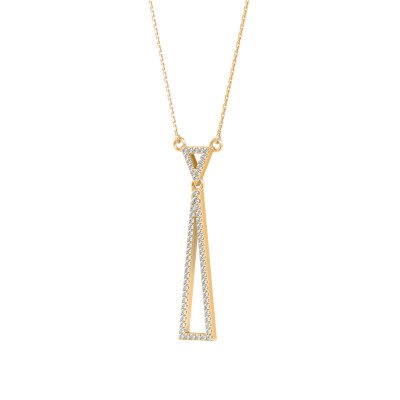 Western Triangular Diamond Pendant In Pure Gold By Dhanji Jewels