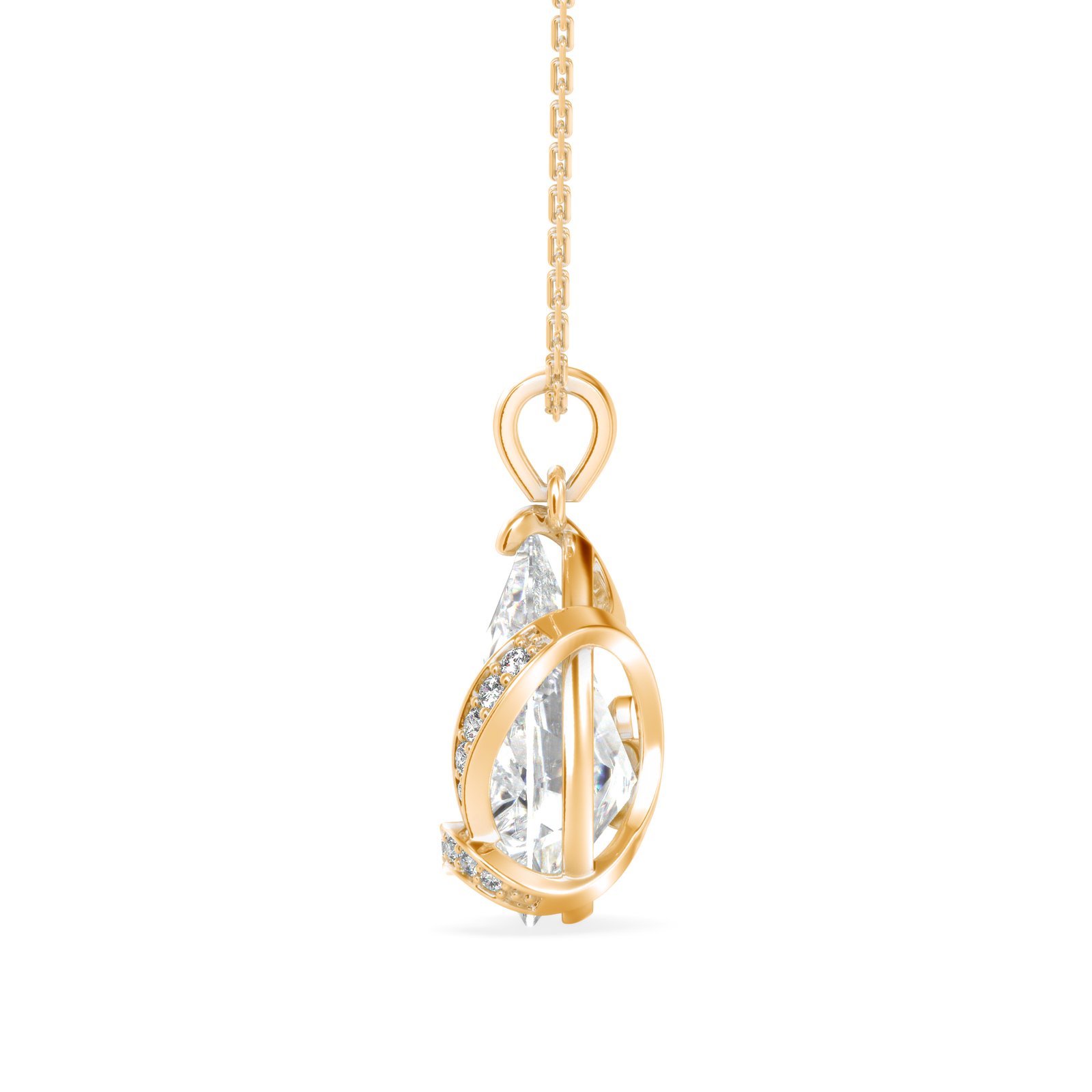 Solitaire Drop Diamond Pendant In Pure Gold By Dhanji Jewels