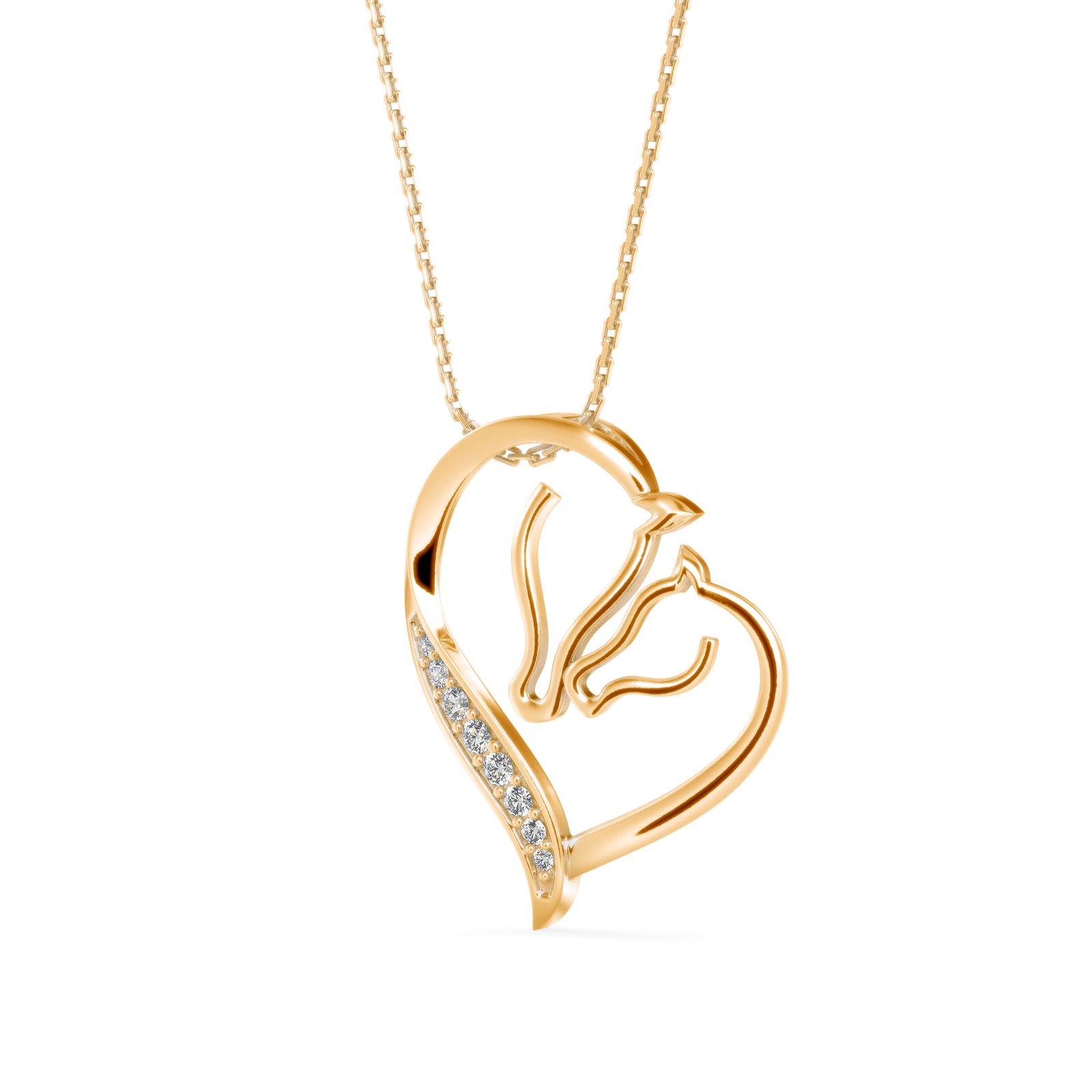 Loving Horse Diamond Pendant In Pure Gold By Dhanji Jewels