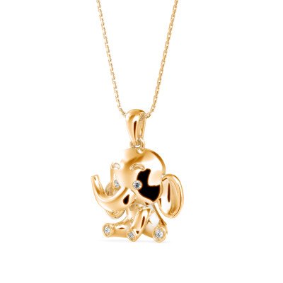 Cute Baby Elephant Diamond Pendant In Pure Gold By Dhanji Jewels