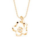 Floral Outline Diamond Pendant In Pure Gold By Dhanji Jewels