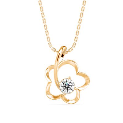 Floral Outline Diamond Pendant In Pure Gold By Dhanji Jewels