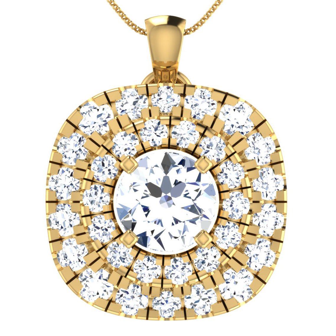 Squarish Round Diamond Pendant In Pure Gold By Dhanji Jewels