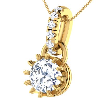 Elegant Solitaire Diamond Pendant In Pure Gold By Dhanji Jewels