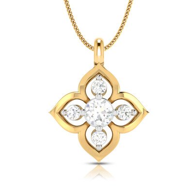 Four Petal Emblem Diamond Pendant In Pure Gold By Dhanji Jewels