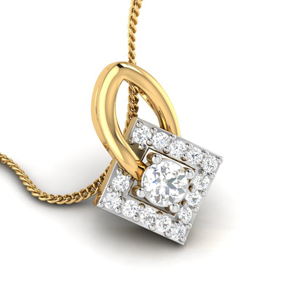 Squarish Square Diamond Pendant In Pure Gold By Dhanji Jewels