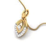 Leaf Dropdown Diamond Pendant In Pure Gold By Dhanji Jewels