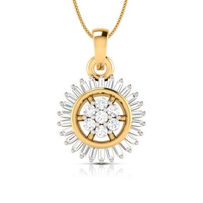 Stroke Of Baguettes Diamond Pendant In Pure Gold By Dhanji Jewels