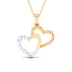 Cuddling Hearts Diamond Pendant In Pure Gold By Dhanji Jewels
