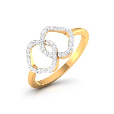 Linked Curved Rhombus Diamond Ring In Pure Gold By Dhanji Jewels