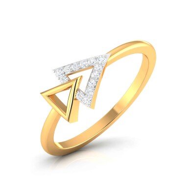 Double Triangular Diamond Ring In Pure Gold By Dhanji Jewels