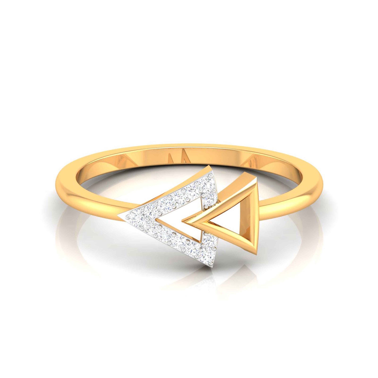 Double Triangular Diamond Ring In Pure Gold By Dhanji Jewels