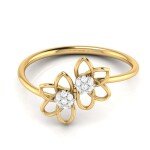 Twin Flowers Diamond Ring In Pure Yellow Gold By Dhanji Jewels