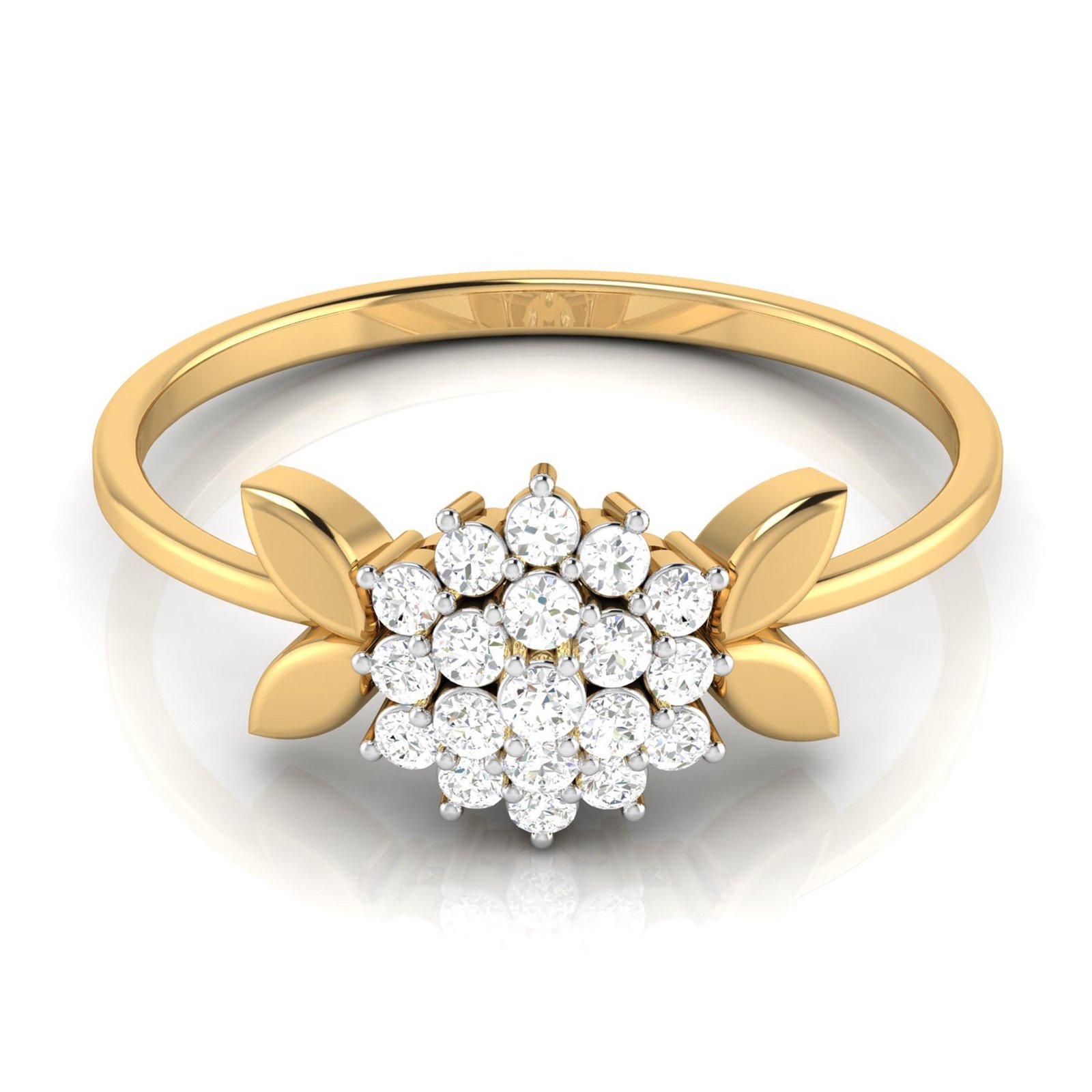 Four Petals Floral Cluster Diamond Ring In Pure Gold By Dhanji Jewels