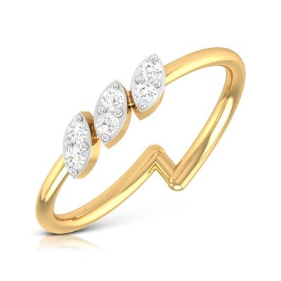 Three Petals Diamond Ring In Pure Gold By Dhanji Jewels