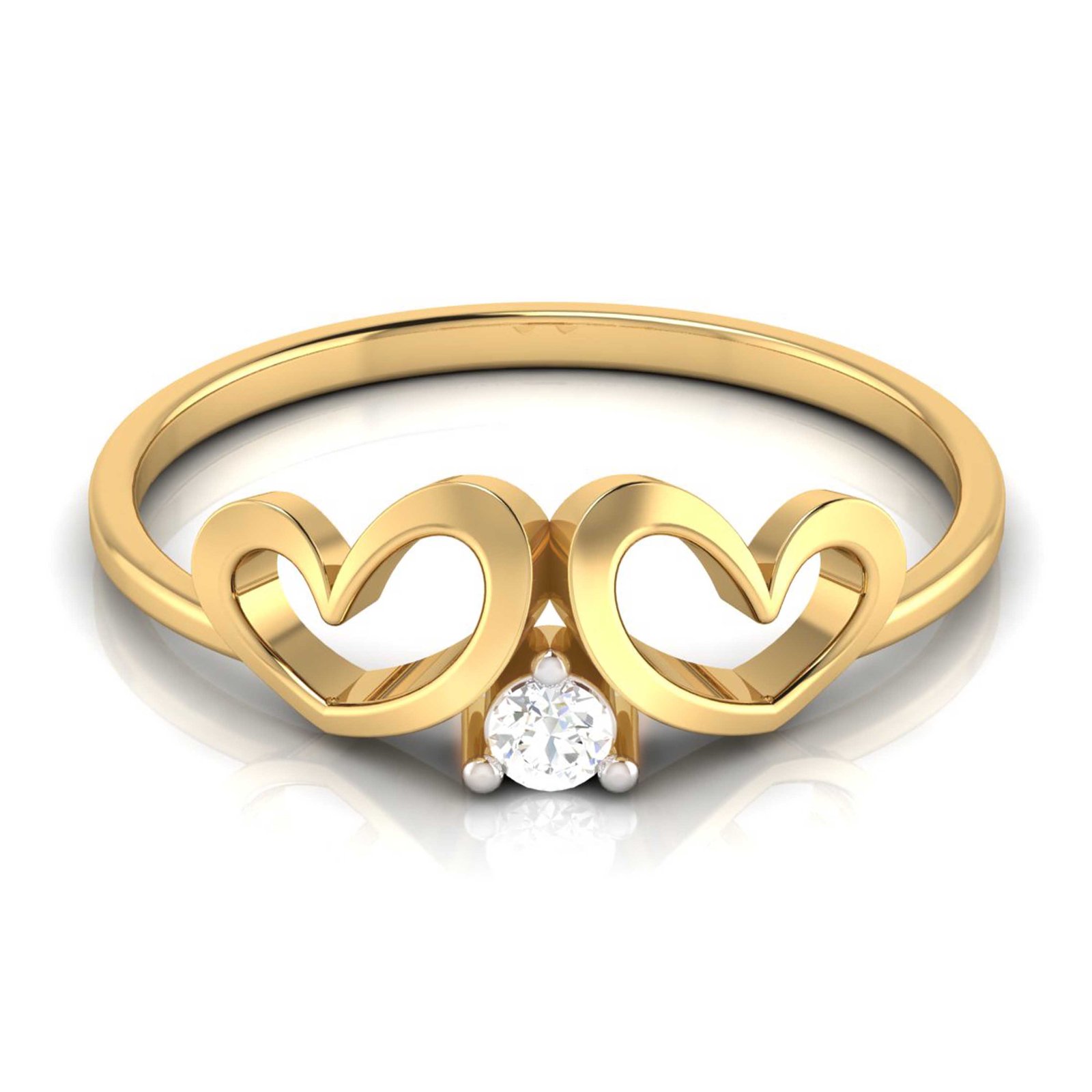 Twin Heart Diamond Ring In Pure Gold By Dhanji Jewels