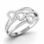 Triplet Heart Diamond Ring In Pure Gold By Dhanji Jewels