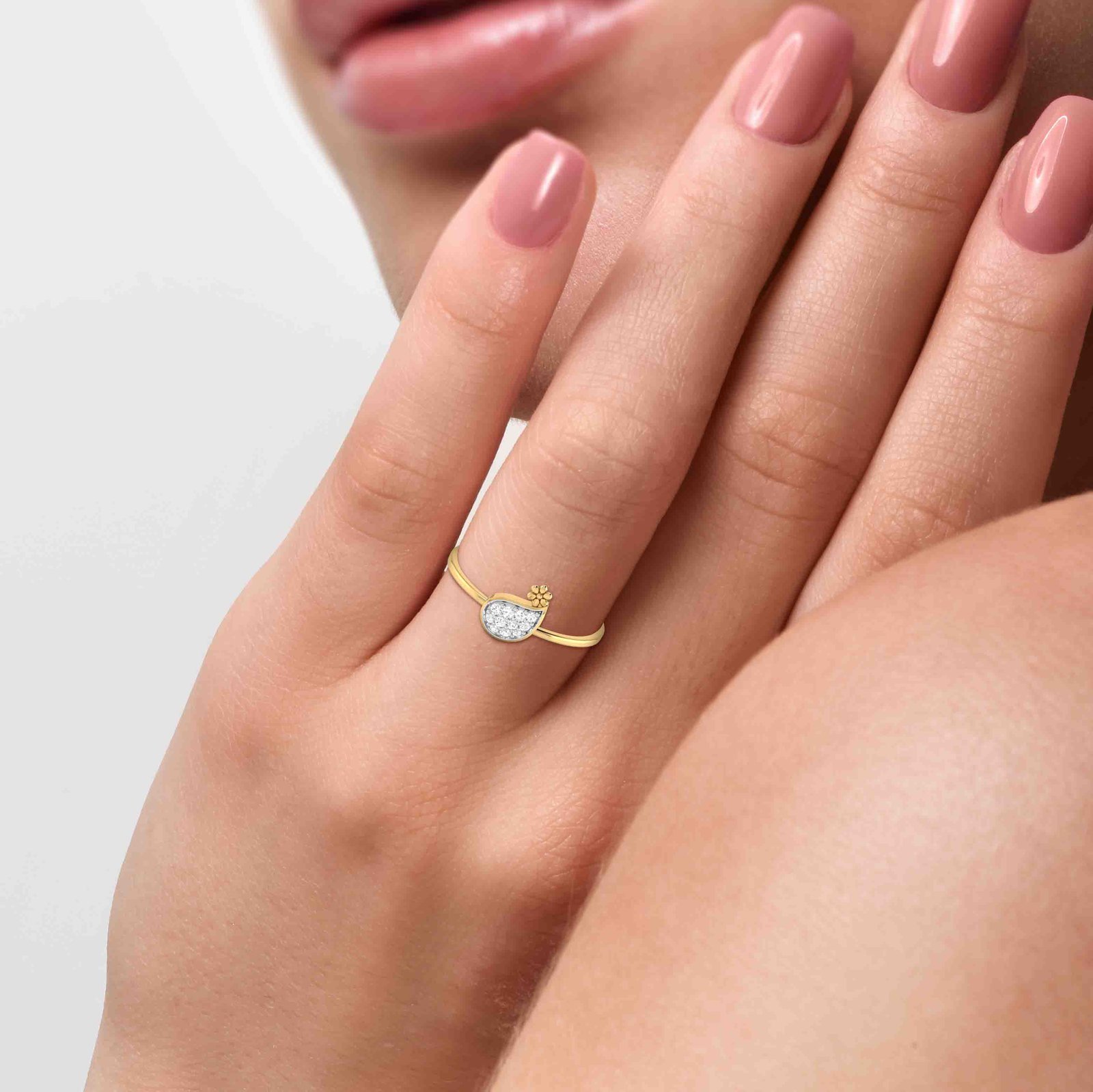 Pear Shaped Diamond Ring In Pure Gold By Dhanji Jewels
